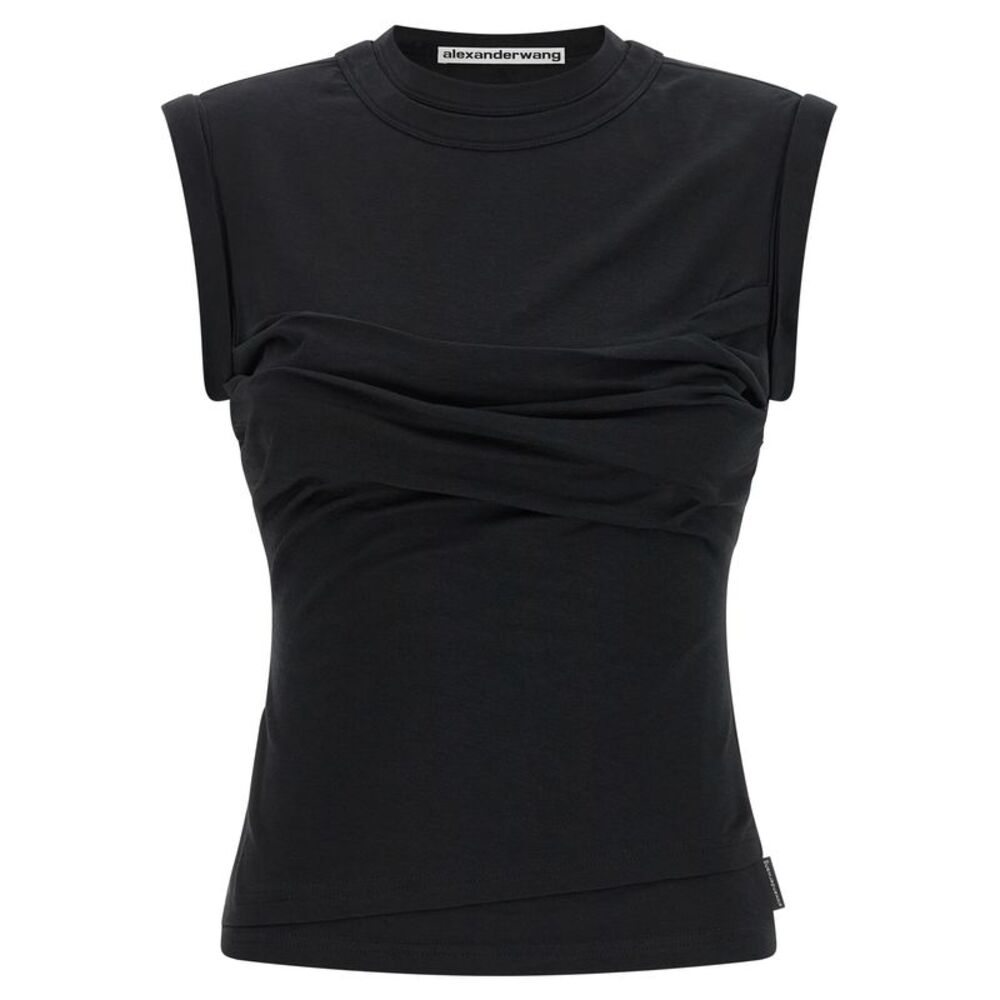 Alexander Wang Black Cotton Sleeveles Women's T-Shirt